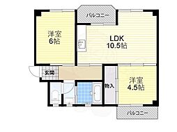福田ハイツ 2LDKの間取図画像