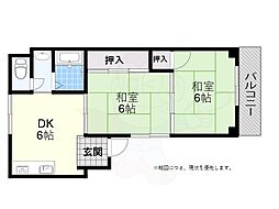 メゾンドミズホ 2DKの間取図画像
