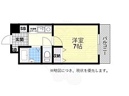 ヴィーナス・ブリッヂ垂水弐番館 1Kの間取図画像