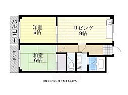 ハニーサイド塩屋 2LDKの間取図画像
