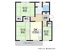 新多聞第2住宅106号棟 3DKの間取図画像