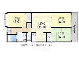 パールヒル清水が丘 3LDKの間取図画像