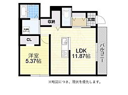 明石市二見町東二見アパート 1LDKの間取図画像