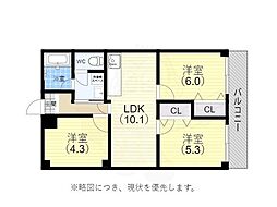 サムティ南多聞台 2SLDKの間取図画像