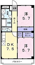 ディアコートK 2DKの間取図画像