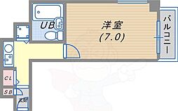 藤和シティーホームズ新神戸 1Kの間取図画像