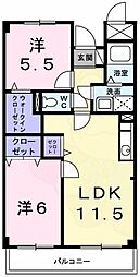 ポレール伊川2 2LDKの間取図画像