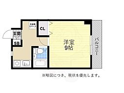 フルール名谷 1Kの間取図画像