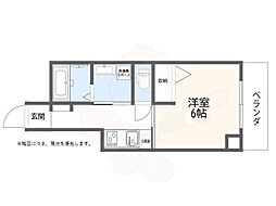 ミントコート魚住 1Kの間取図画像