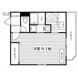 サウスヒル黒髪1 ワンルームの間取図画像