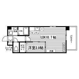 タワーパレス THE YUUKI 10階1LDKの間取り