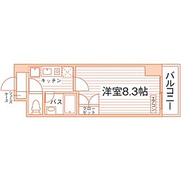 コンフォート太陽 1Kの間取図画像