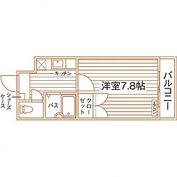 アミティ 1Kの間取図画像