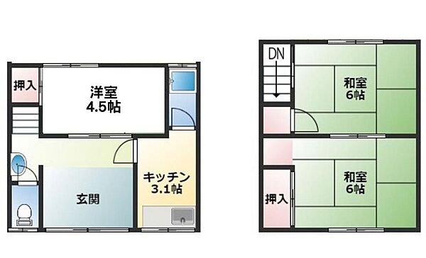 有家メゾネット １、２号室｜和歌山県和歌山市有家(賃貸アパート3K・1階・58.20㎡)の写真 その2