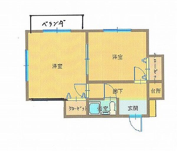 ロイヤルコーポ琴の浦 1｜和歌山県和歌山市毛見(賃貸アパート2K・1階・29.75㎡)の写真 その2