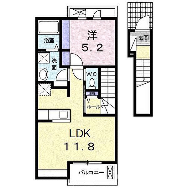 ドゥース　レシ　Ｂ 203｜香川県観音寺市坂本町5丁目(賃貸アパート1LDK・2階・41.34㎡)の写真 その2