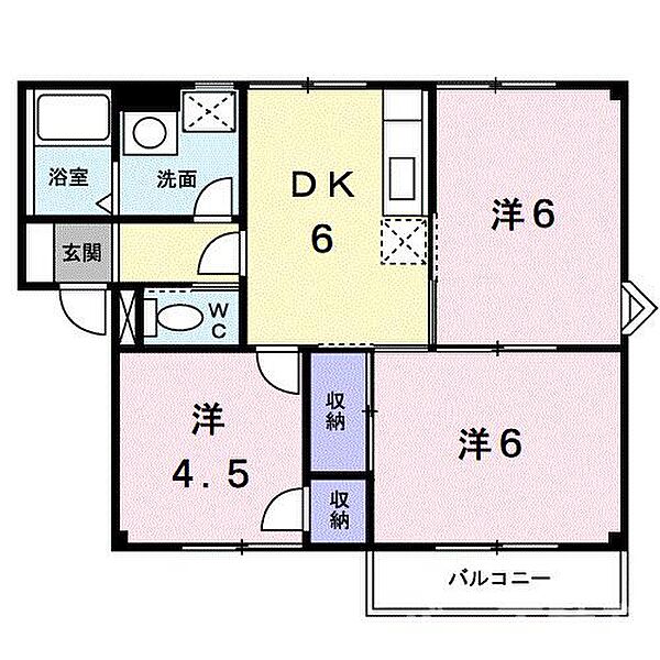 プラドール邦Ｂ 202｜香川県丸亀市川西町北(賃貸アパート3DK・2階・50.10㎡)の写真 その2