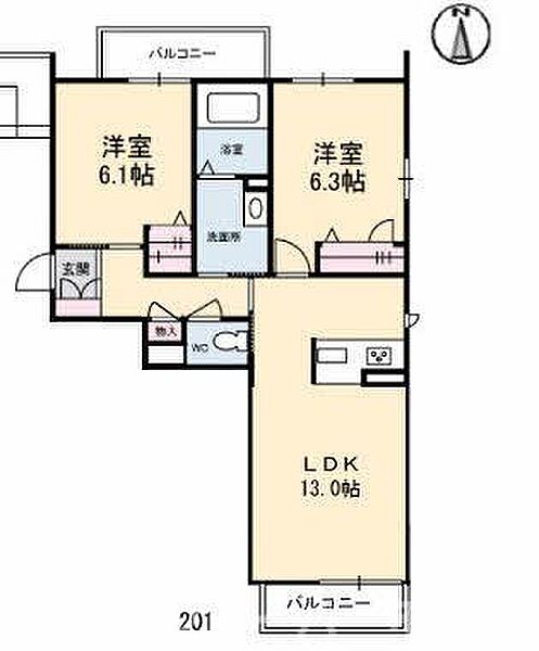 シャーメゾン林田町 201号室｜香川県坂出市林田町(賃貸マンション2LDK・2階・58.96㎡)の写真 その2