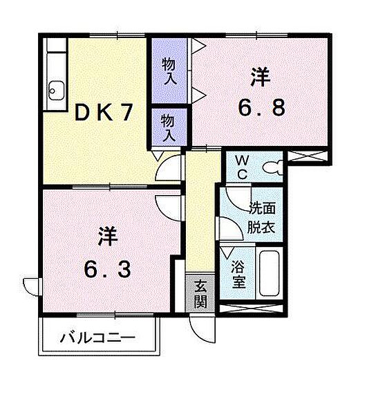 メゾン・フリージアＣ 101｜香川県善通寺市上吉田町6丁目(賃貸アパート2DK・1階・48.46㎡)の写真 その2