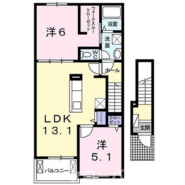 エム・シャルム善通寺I 205｜香川県善通寺市上吉田町4丁目(賃貸アパート2LDK・2階・58.70㎡)の写真 その2