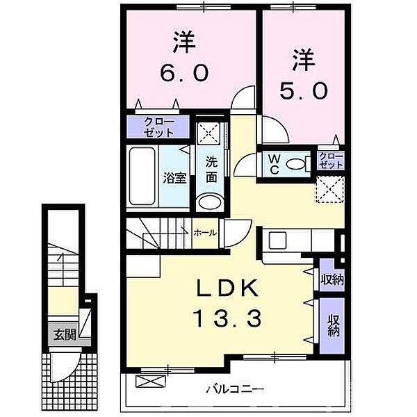 シャインヴァルトＡ 202｜香川県観音寺市坂本町3丁目(賃貸アパート2LDK・2階・58.04㎡)の写真 その2