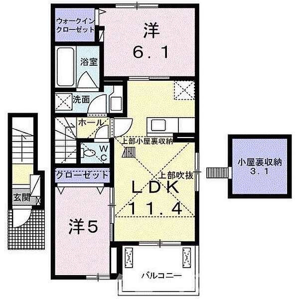 オアシス今津Ｂ 203｜香川県丸亀市今津町(賃貸アパート2LDK・2階・55.12㎡)の写真 その2