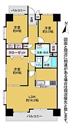 トーカンマンション歯大通り弐番館 3LDKの間取図画像