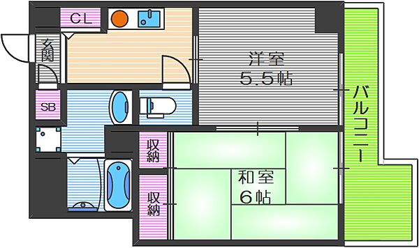 大阪府大阪市北区中津6丁目(賃貸マンション2K・8階・34.41㎡)の写真 その2