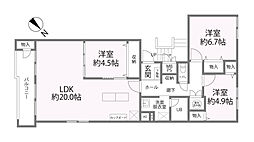 西野ハイデンス第2 3LDKの間取図画像