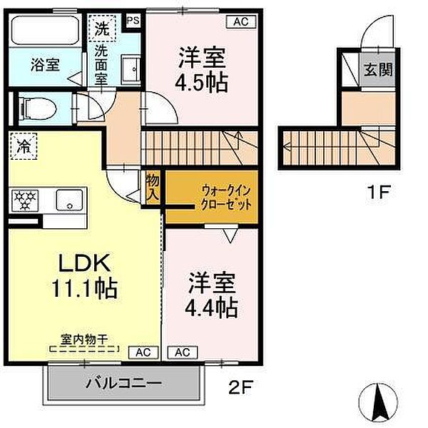 ステーブル　Ｋ 203｜静岡県沼津市本郷町(賃貸アパート2LDK・2階・53.80㎡)の写真 その2