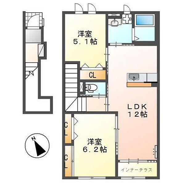 オレンジテラス ｜静岡県裾野市佐野(賃貸アパート2LDK・2階・57.48㎡)の写真 その2