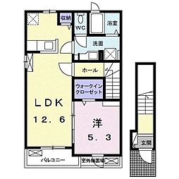 フォレスト　フィールド香貫 2階1LDKの間取り