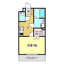 フラット麻布III 3階1Kの間取り