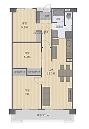 サンライフ原町2 2SLDKの間取図画像