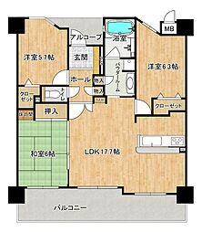 ペルル門司港2 3LDKの間取図画像