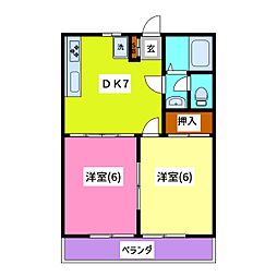 ST石和・川中島ハイツパート１ 2階2DKの間取り