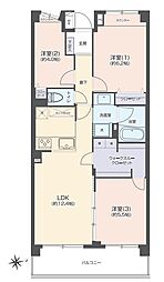 鷺沼北パーク・ホームズ弐番館 3LDKの間取図画像