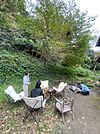 ビレッジ内の住人さんコミュニティ。敷地内のいくつかのガーデンスペースでくつろげます