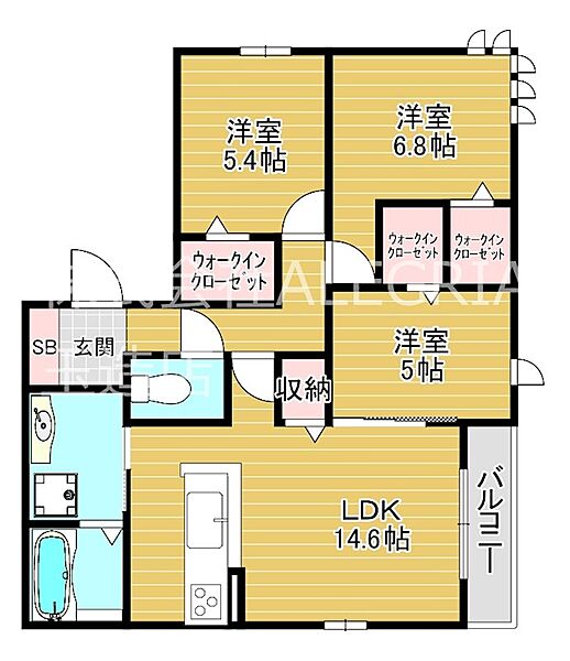 大阪府大阪市東成区大今里３丁目(賃貸マンション3LDK・2階・76.34㎡)の写真 その2