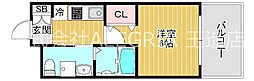 コンチネンタル東小橋 1Kの間取図画像