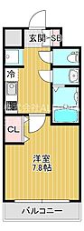 セオリー大阪EAST DOOR 1Kの間取図画像