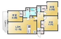 Reglia今里North 3LDKの間取図画像