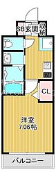Luxe大阪城南 1Kの間取図画像