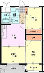 グリーンエンジェル 3DKの間取図画像