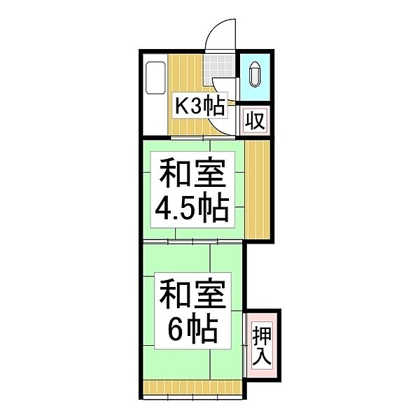 浜アパートD ｜長野県諏訪郡下諏訪町東豊(賃貸アパート2K・1階・29.81㎡)の写真 その2