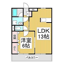 レイクルミエール 1階1LDKの間取り