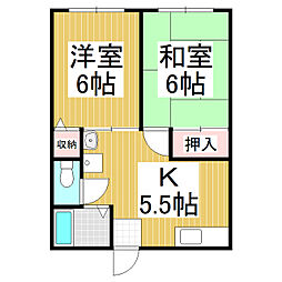 メゾン伊東A 2階2Kの間取り