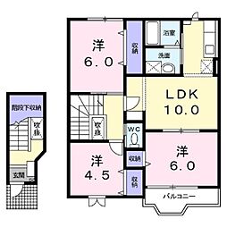 アルトピアーノＢ 2階3LDKの間取り