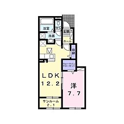 クラッソ 1階1LDKの間取り