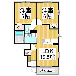 サンヒルズ 1階2LDKの間取り